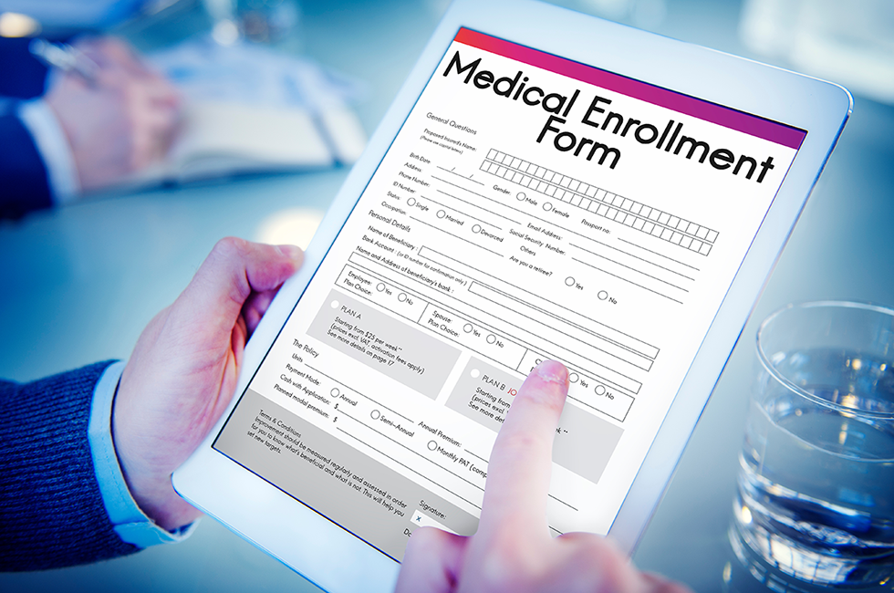 A Medicare enrollment form on a digital tablet