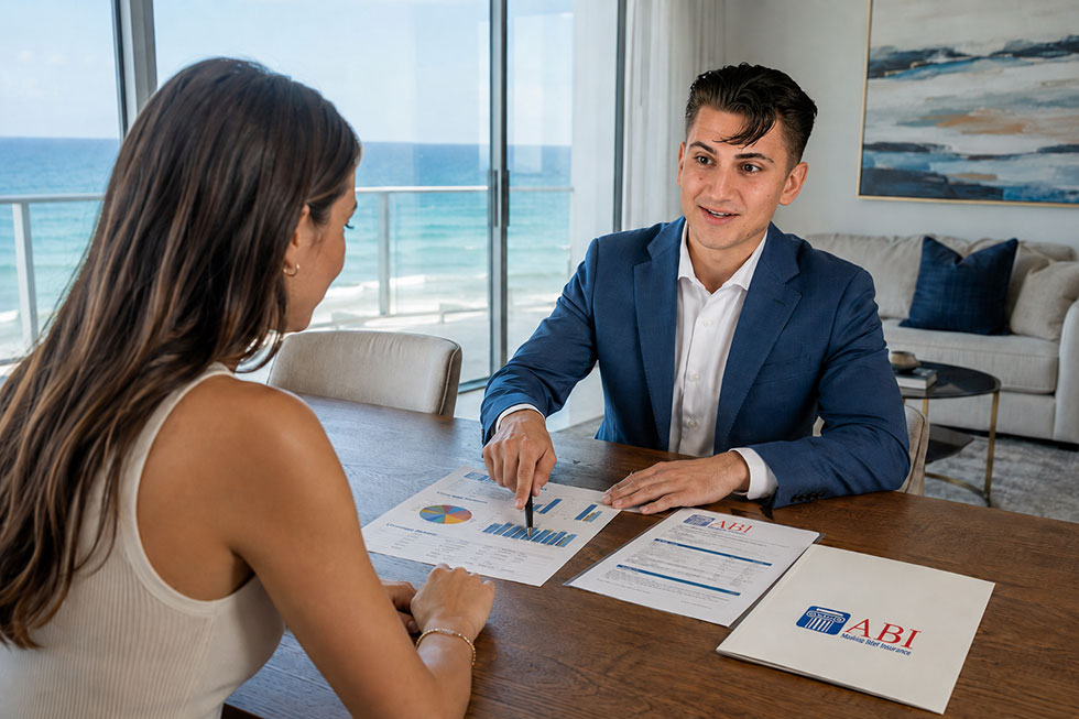 An Absolute Best Insurance agent is explaining health insurance options to a woman turning 26.