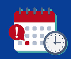 Calendar deadline with clock in a flat design.